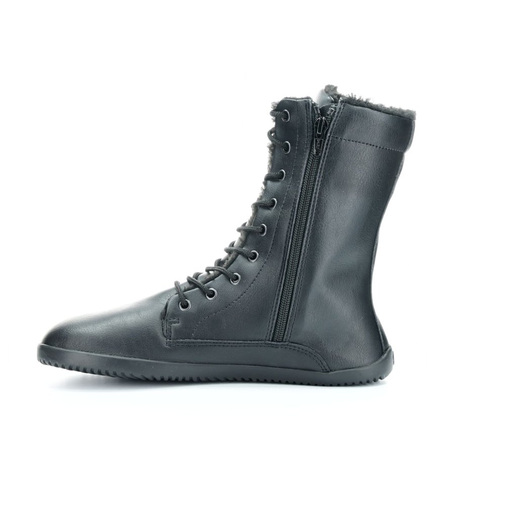 Ahinsa Jaya Schwarze Barfuß-Halbstiefel mit Reißverschluss und Futter