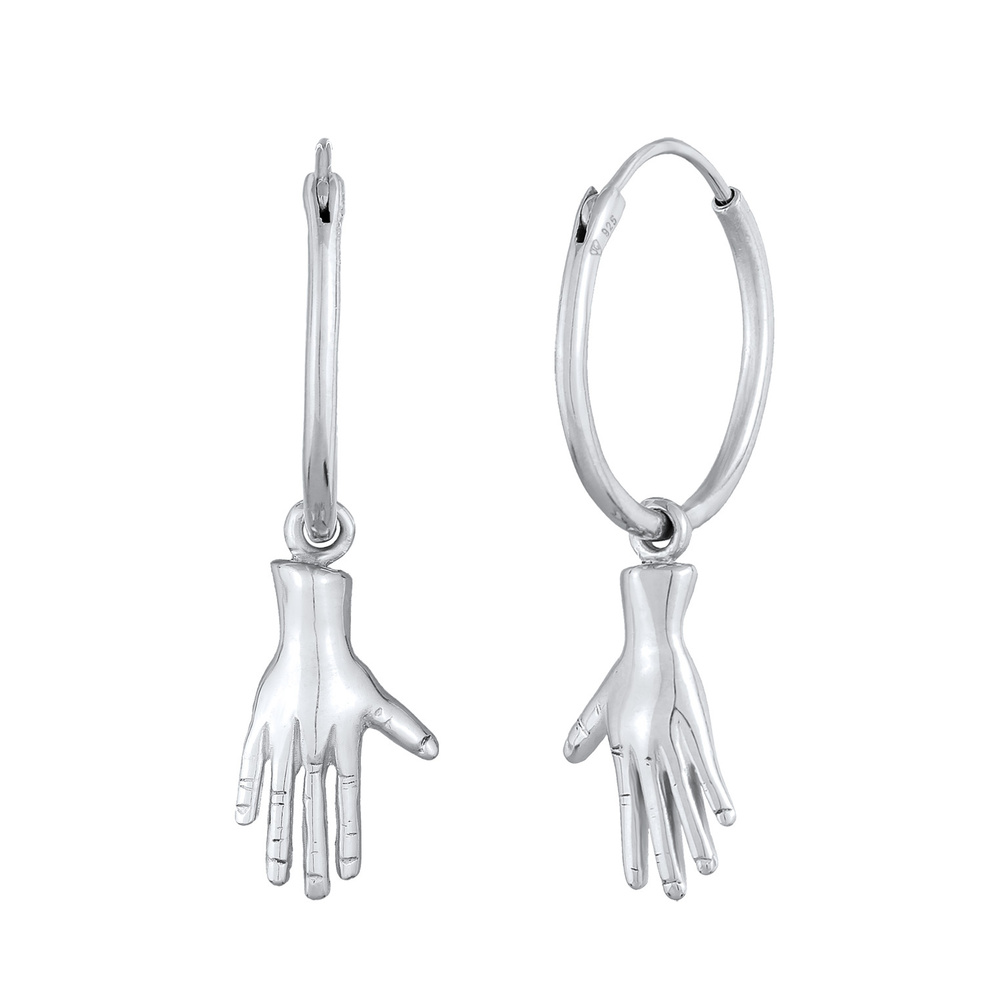 Elli Elli Boucles d'Oreilles Femmes Créoles main symbole en Argent Sterling 925 Boucles d'oreilles