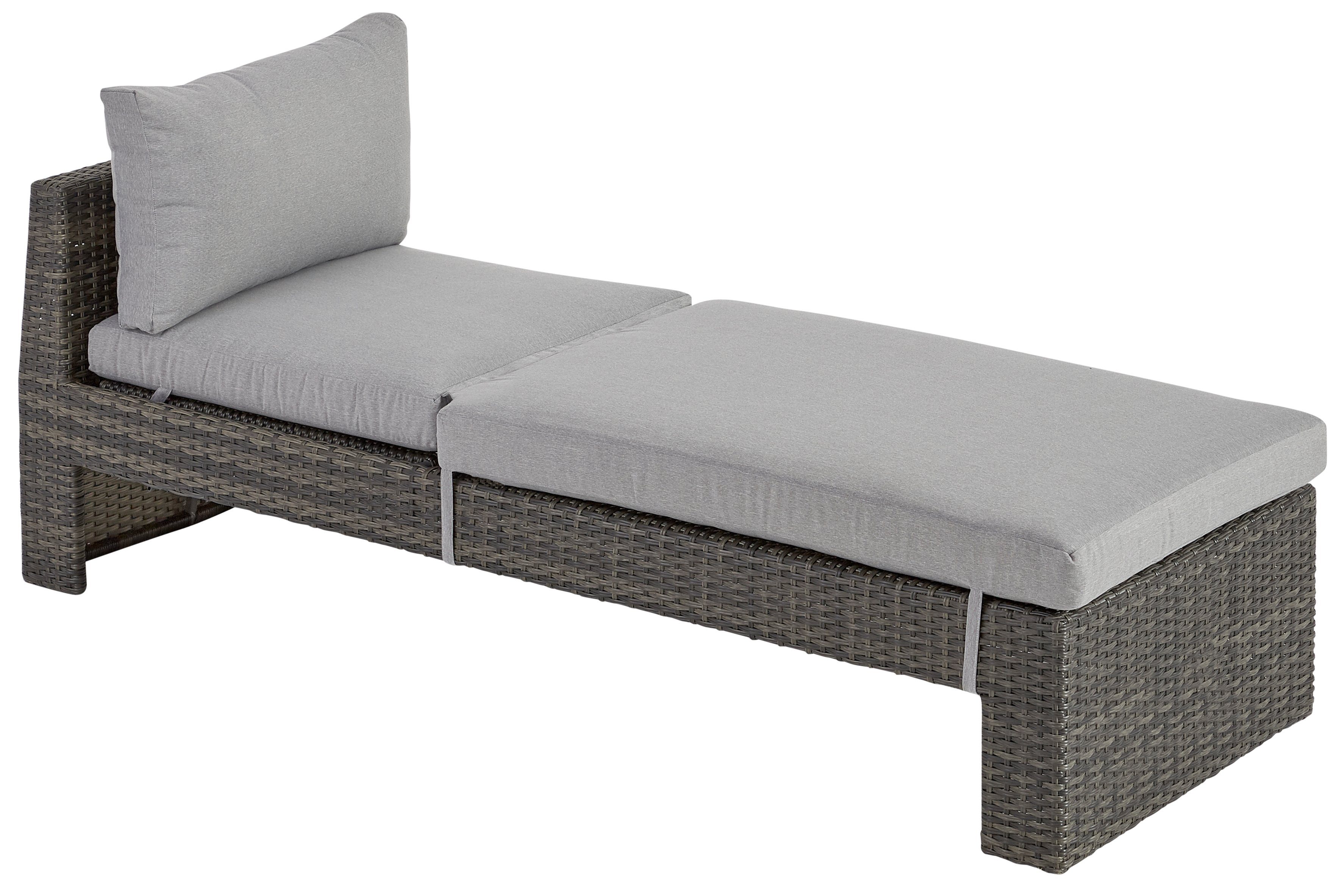 KONIFERA Gartenlounge-Set Parga, (Set, 4-tlg., 2x Sofa, 2x Tisch, Stahl, Polyrattan), verstellbares Kopfteil, inkl. Auflagen