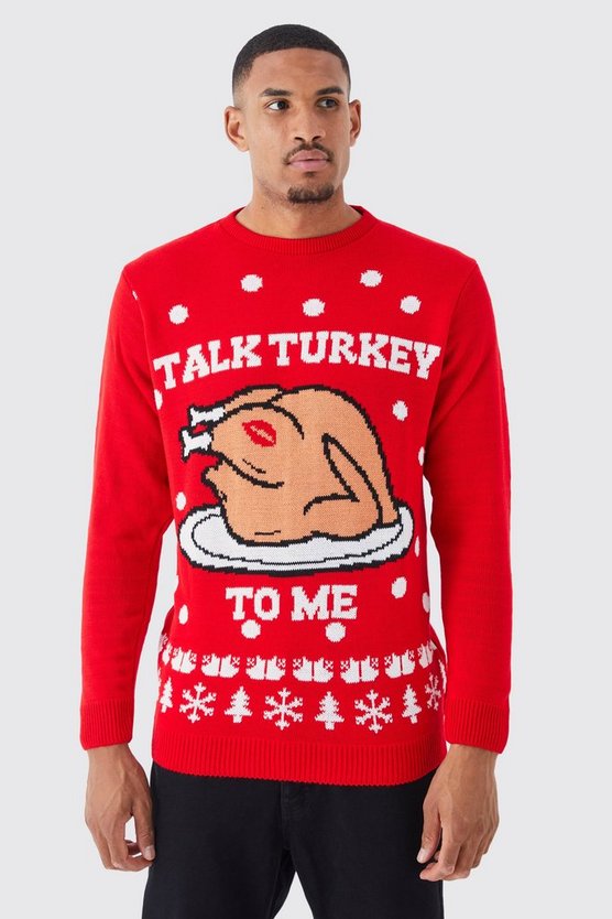 Tall Weihnachtspullover mit Talk Turkey to Me Print