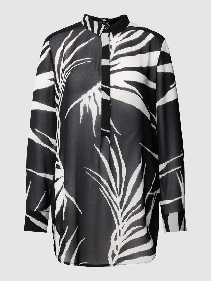 Longbluse mit Knopfleiste in schwarz