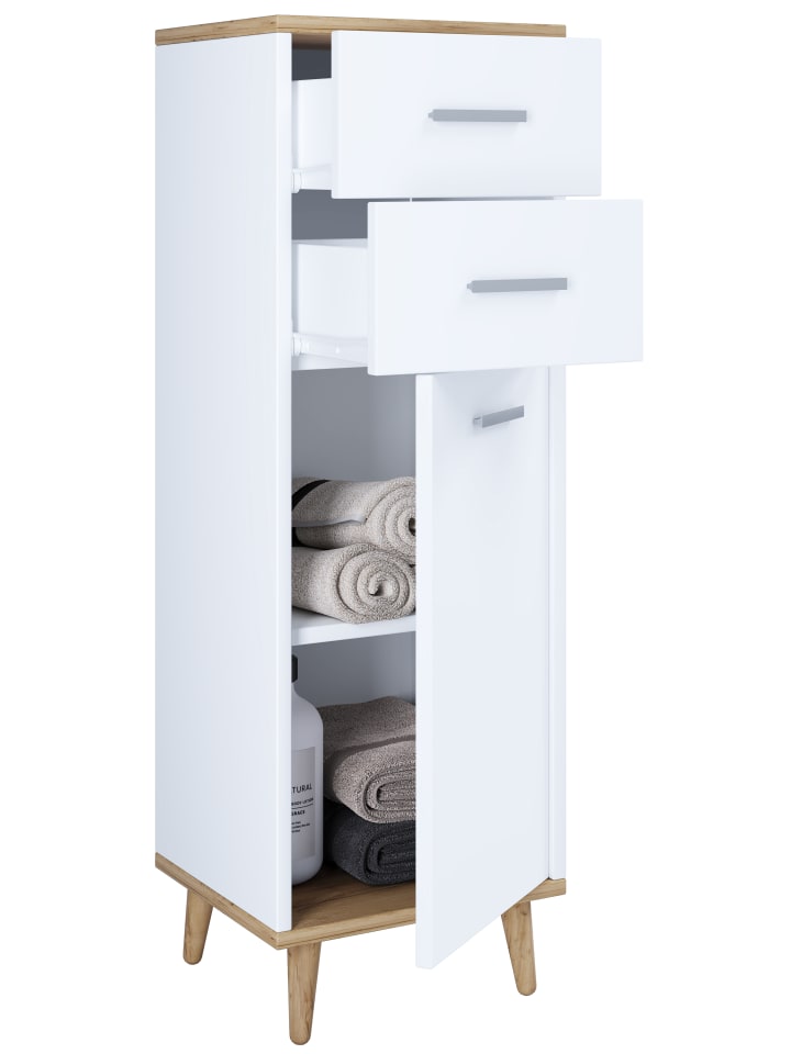 VCM  Midischrank Badmöbel Landos in Weiß / Honig-Eiche günstig kaufen onesize