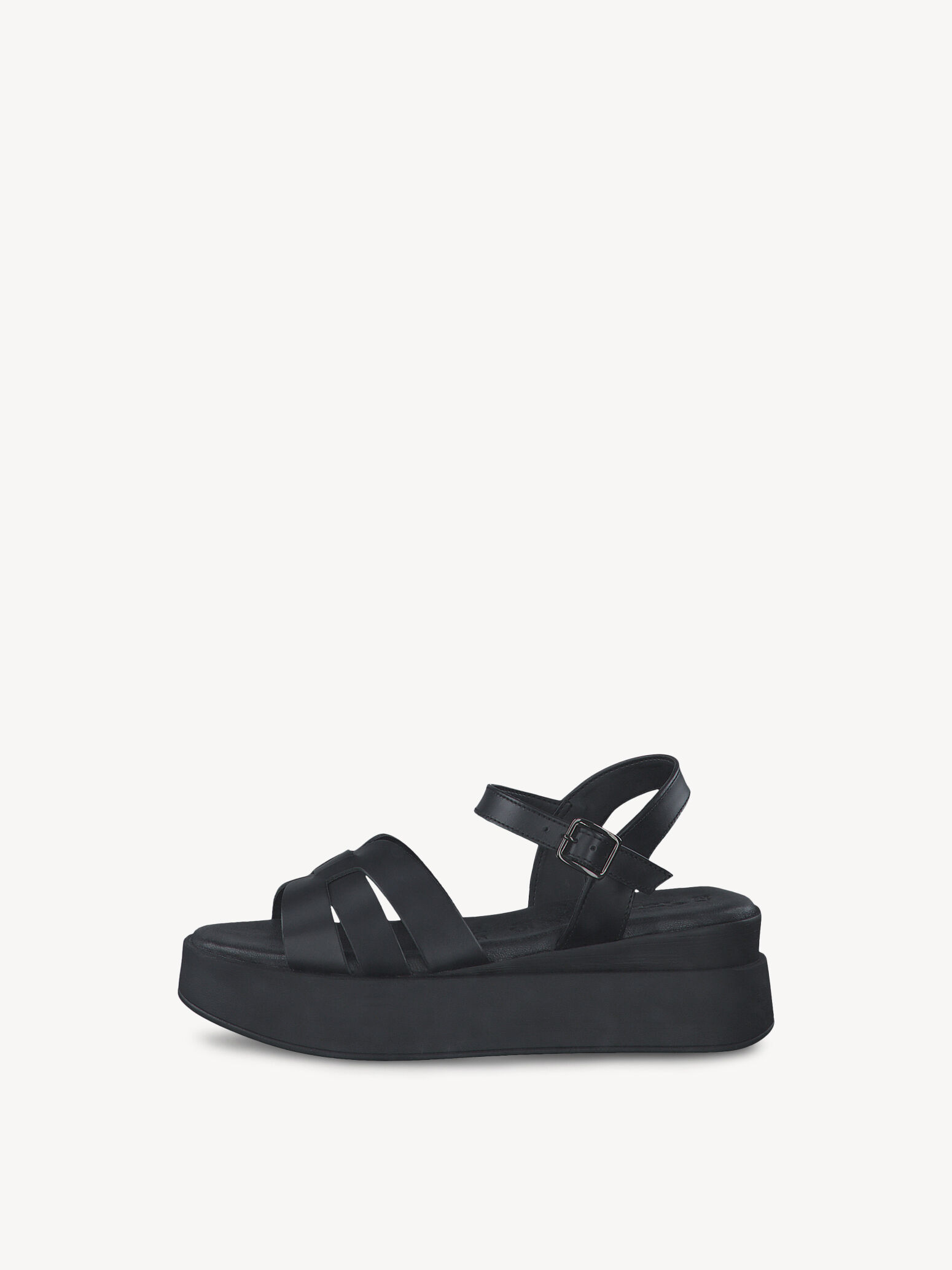 Sandale à talon en cuir - noir