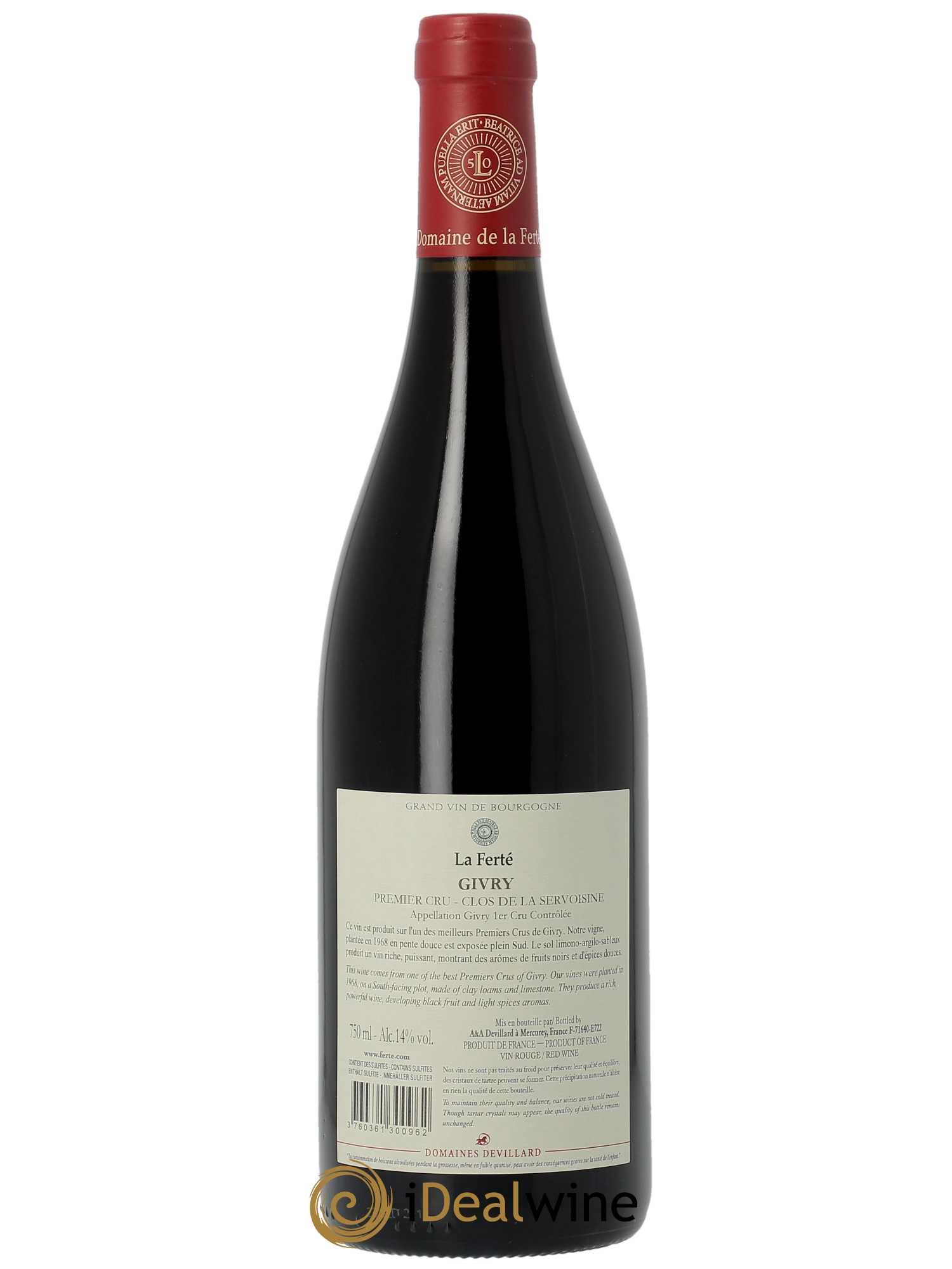 Givry 1er Cru Servoisine Domaine de la Ferté  2021 - Lot de 1 Bouteille