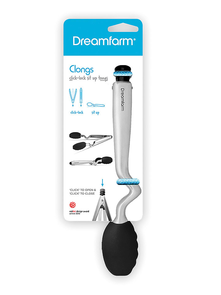 Dreamfarm Küchenzange ''Clongs'' in Silber/ Schwarz - (L)25 cm günstig kaufen onesize