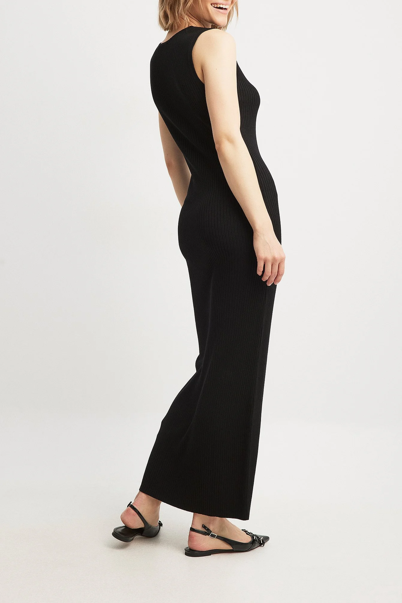 Geripptes Maxikleid aus Feinstrick