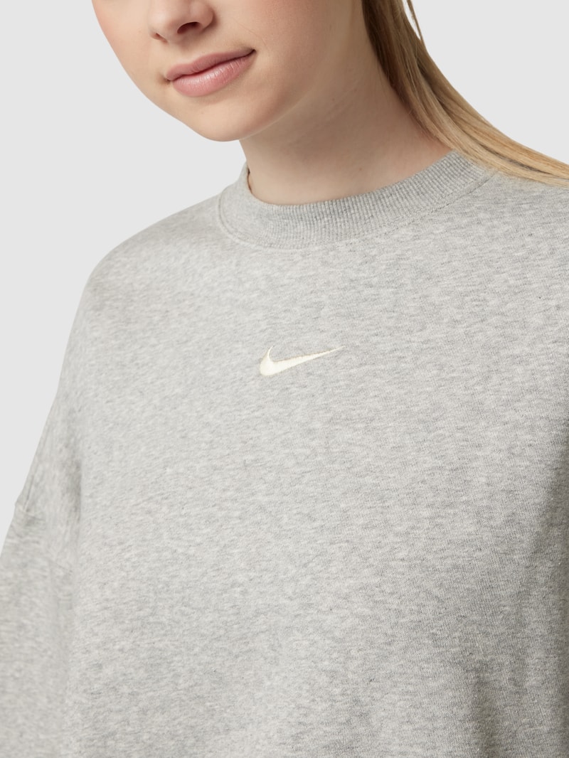 Sweatshirt mit Logo-Stitching in dunkelgrau