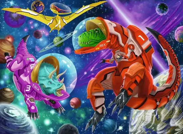 Kinderpuzzle ab 8 Jahren - Weltall Dinos - 200 Teile