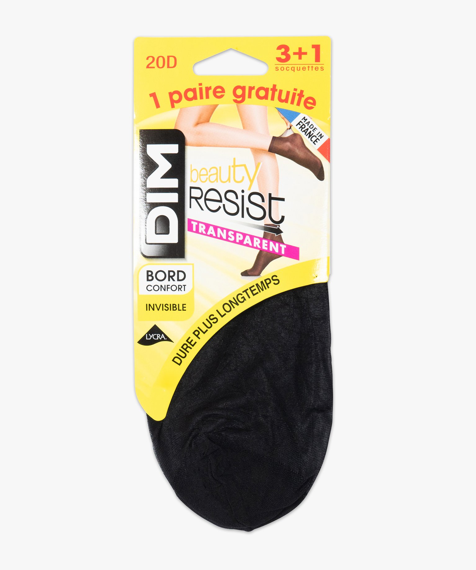 Socquettes femme transparentes Beauty Resist (lot de 4) - Dim noir | GEMO