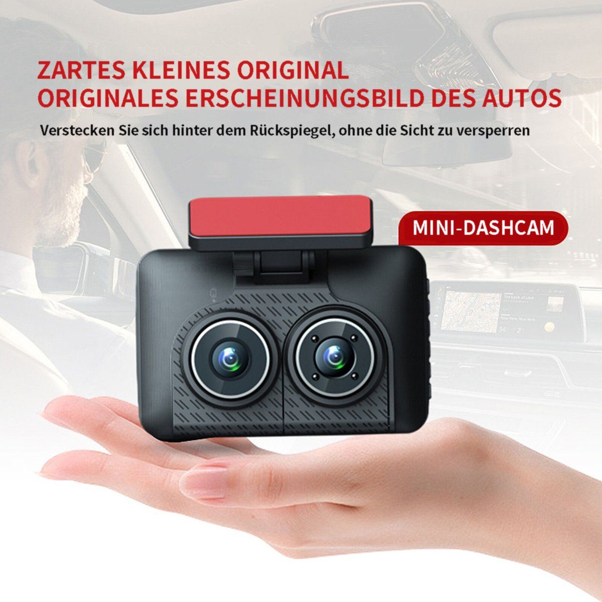 Yoyaxi Hochauflösende Autokamera mit WiFi-Konnektivität Dashcam (Doppelte Linsen, Weitwinkel, Nachtsicht für umfassende Abdeckung)