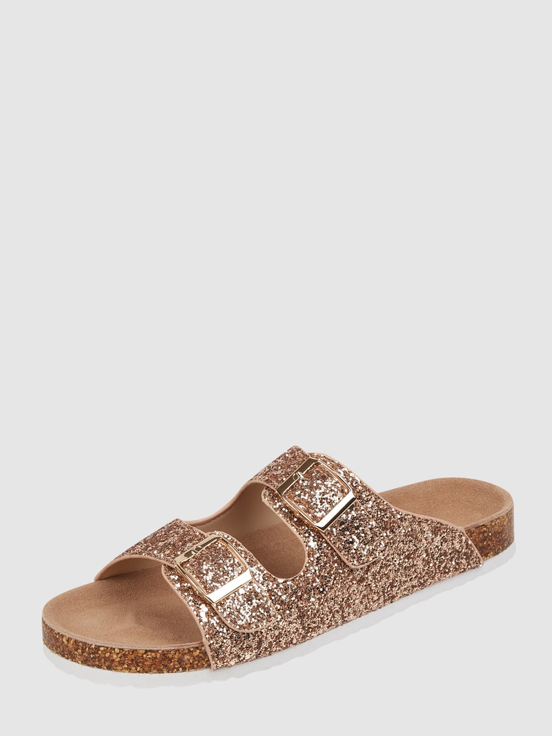 Sandalen mit Glitter-Effekt in gold