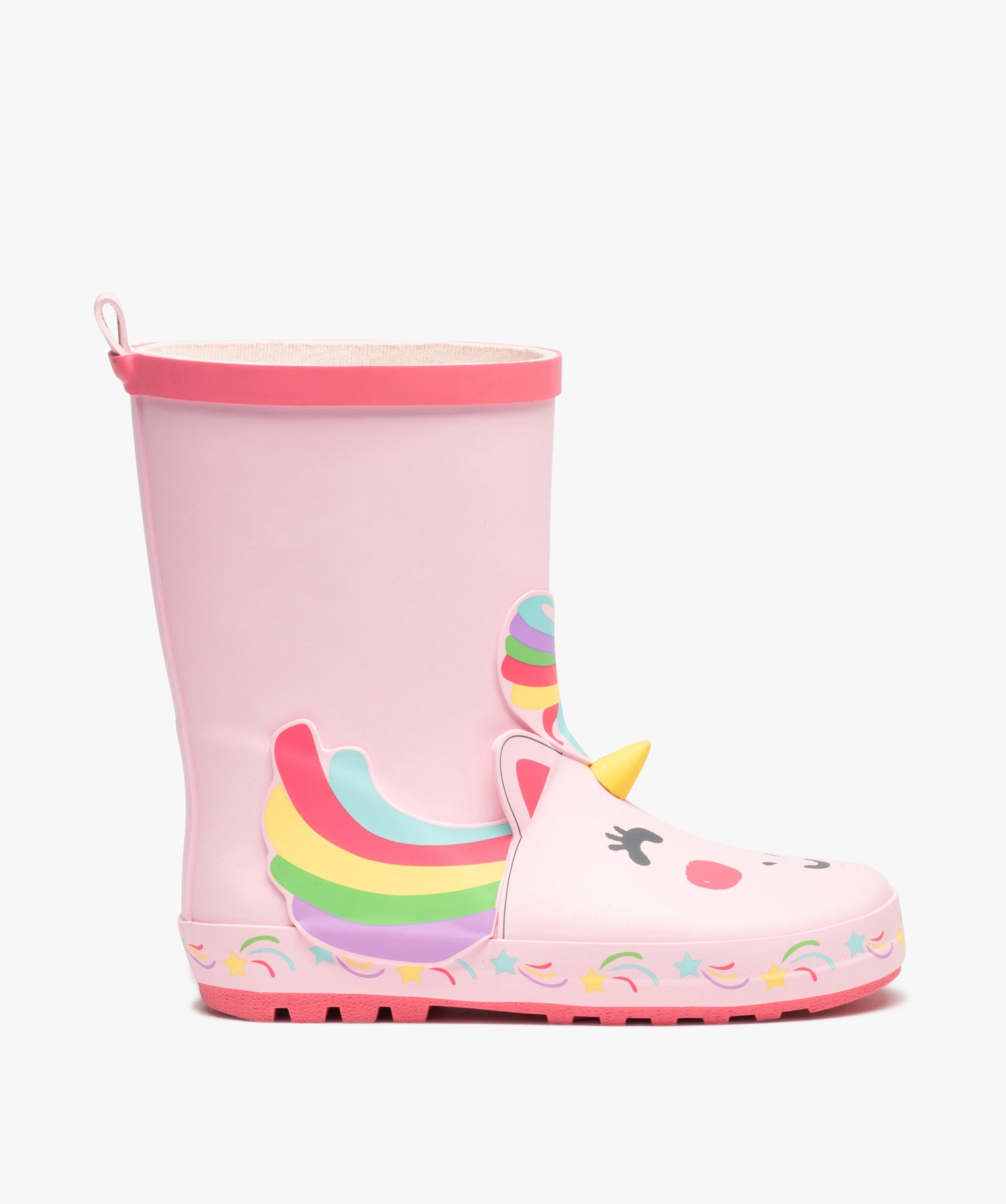 Bottes de pluie fille en caoutchouc forme licorne rose | GEMO