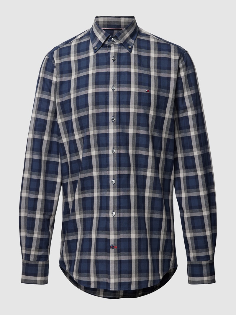 Regular Fit Business-Hemd mit Button-Down-Kragen in marineblau