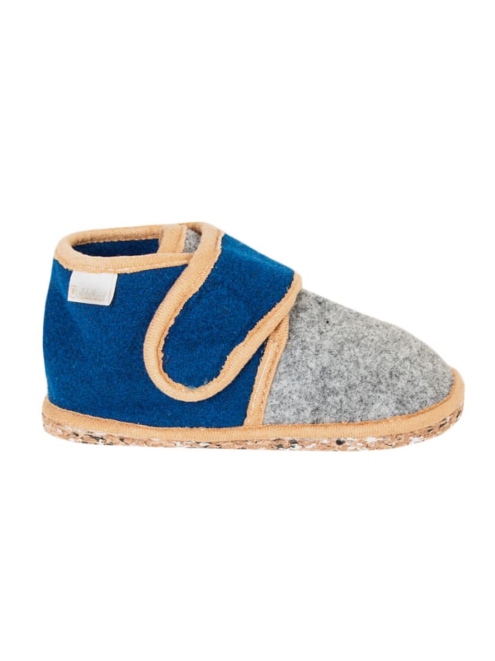 Adelheid Kinderpantoffeln grau-blau in Blau günstig kaufen