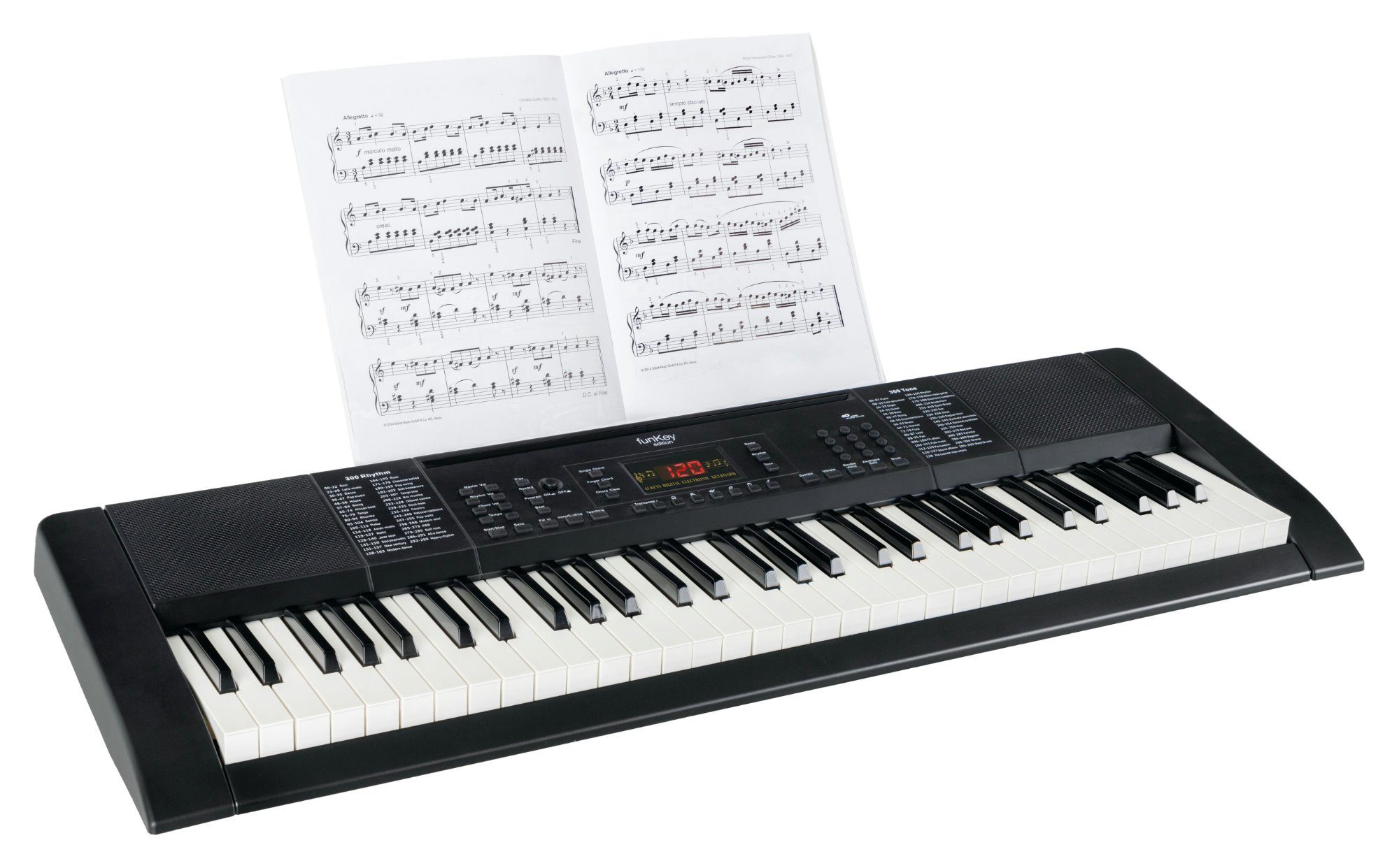 FunKey Home Keyboard 61 Edition (300 Sounds, 300 Rhythmen), (Schüler-Set, inkl. Keyboardschule), mit Begleitautomatik und intelligente Lernfunktion