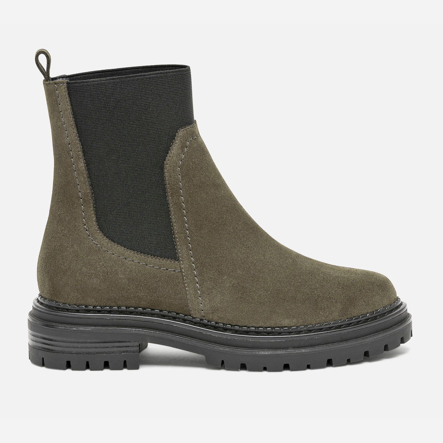 Chelsea boots TEXTO kaki éco-conçu en cuir velours