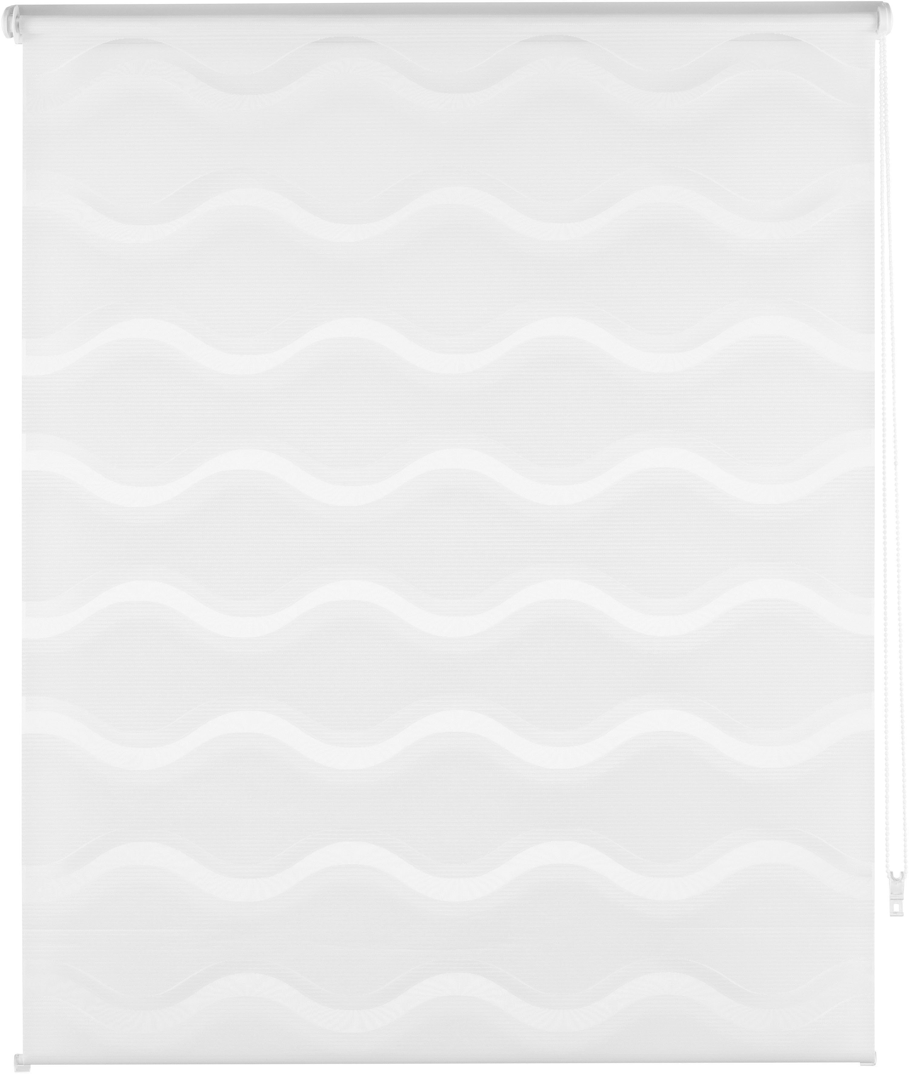 Doppelrollo Wellen, Guido Maria Kretschmer Home&Living, Lichtschutz, ohne Bohren, freihängend, Klemmfix, uni, monochrom, basic, democratichome Edition, Klemmträger