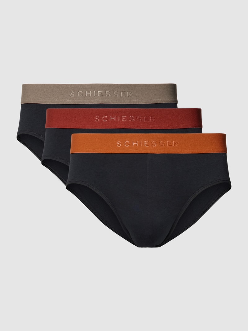 Slip mit elastischem Label-Bund im 3er-Pack in terrakotta