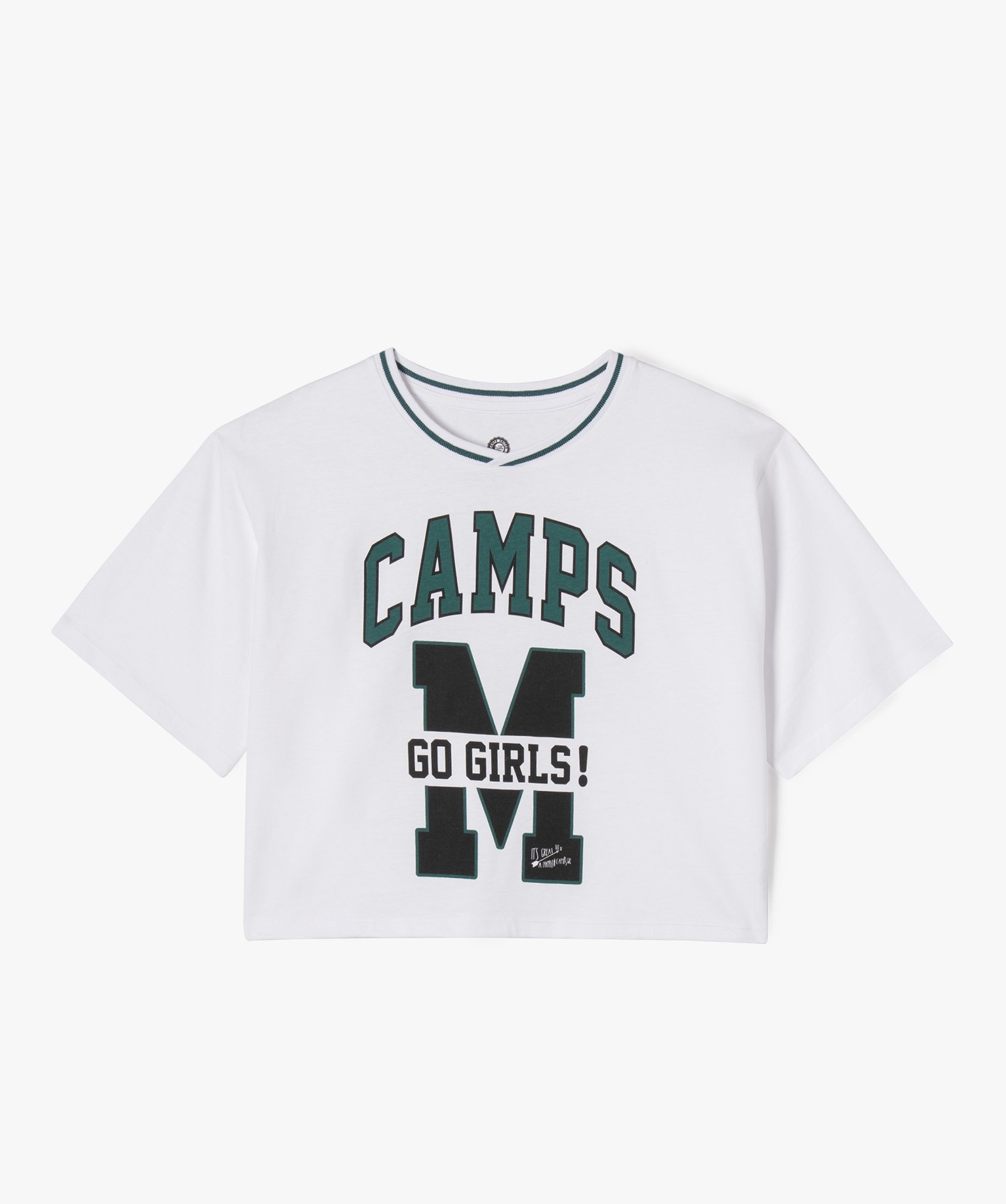 Tee-shirt court à manches courtes avec motifs fille - Camps... blanc | GEMO