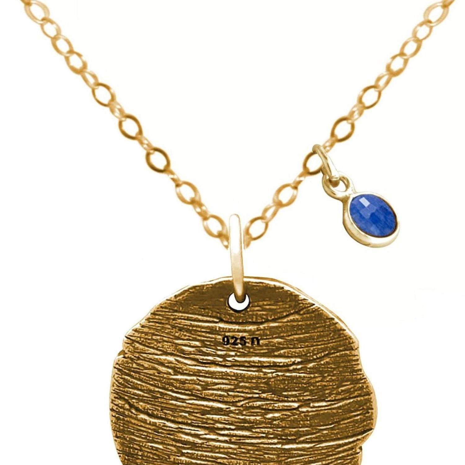Kette mit Anhänger 'Mond und Sterne Antik Saphir'