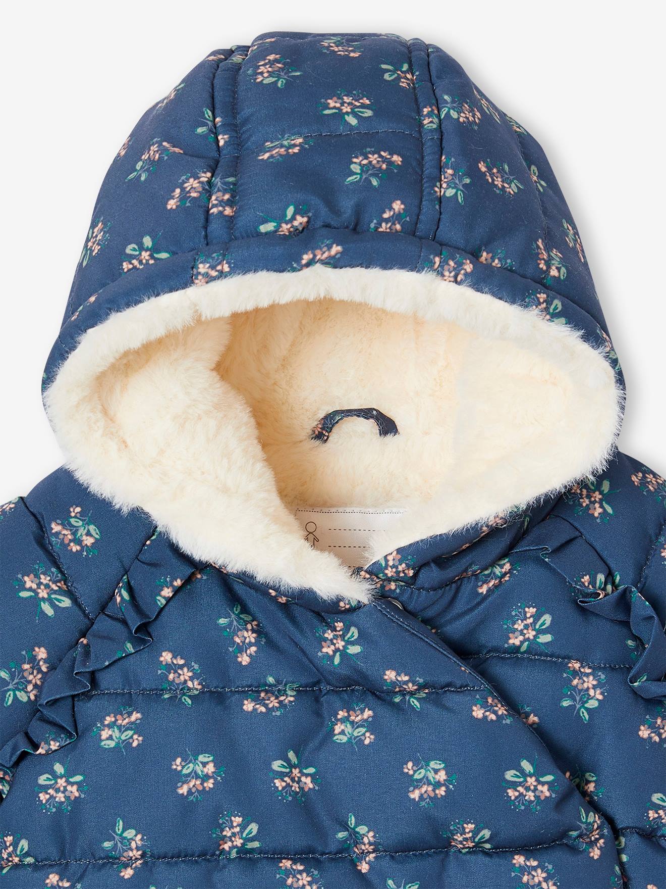 Vertbaudet Gefütterte Baby Steppjacke, Wickelform, Recycling-Polyester - dunkelblau