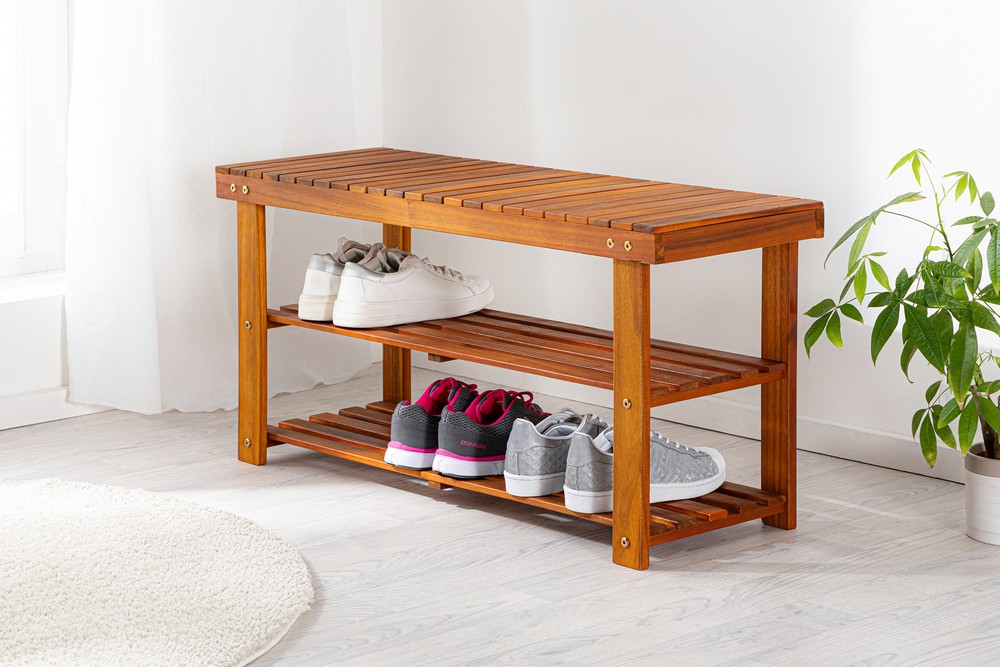 HC Garten & Freizeit Universal-/Schuhregal Akazienholz 32 x 90 x 45 cm