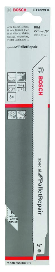 Bosch Blue Accessories 2608658030 S1122VFR bajonettsagblad spesial for reparasjon av paller 225 mm 5 deler