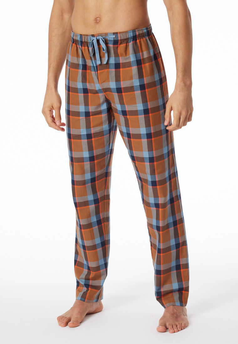 Loungehose lang Webware Organic Cotton Karos mehrfarbig - Mix+Relax