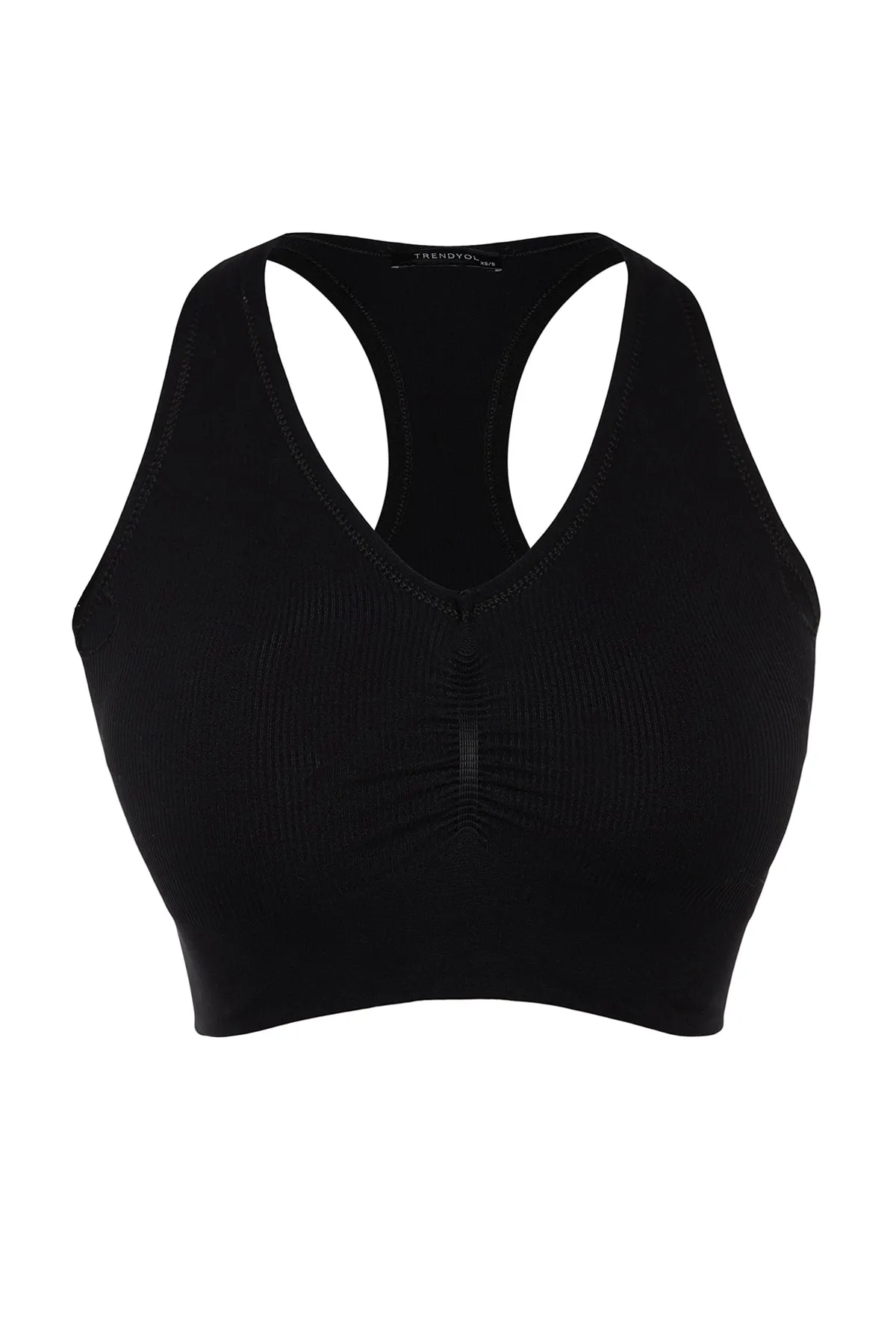 Trendyol Collection  Schwarzer nahtloser/nahtlos unterstützter/formender Neckholder-Strick-Sport-BH THMAW24SS00009