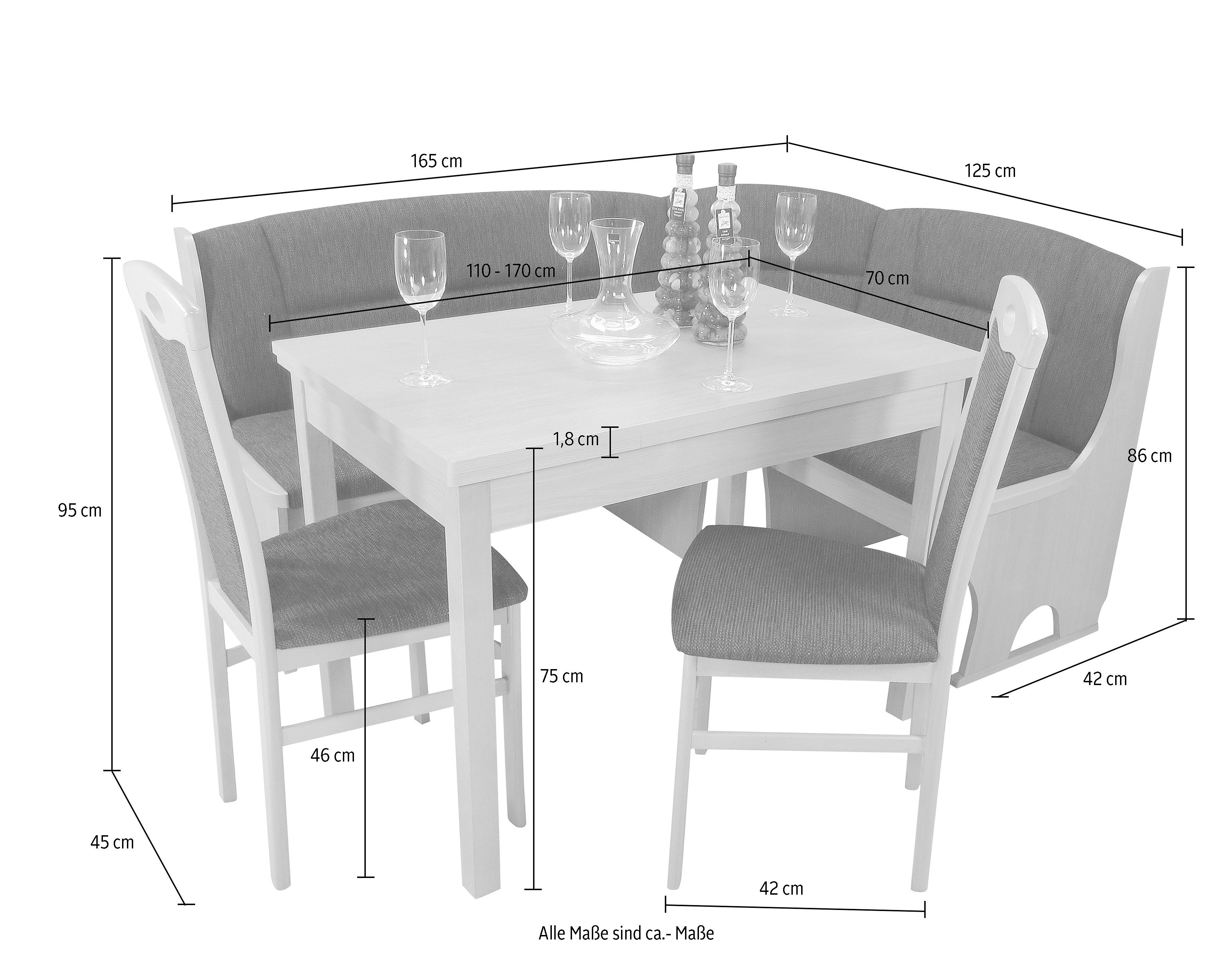Home affaire Eckbankgruppe Madrid, (Set, 4-tlg), Schenkel wechselbar