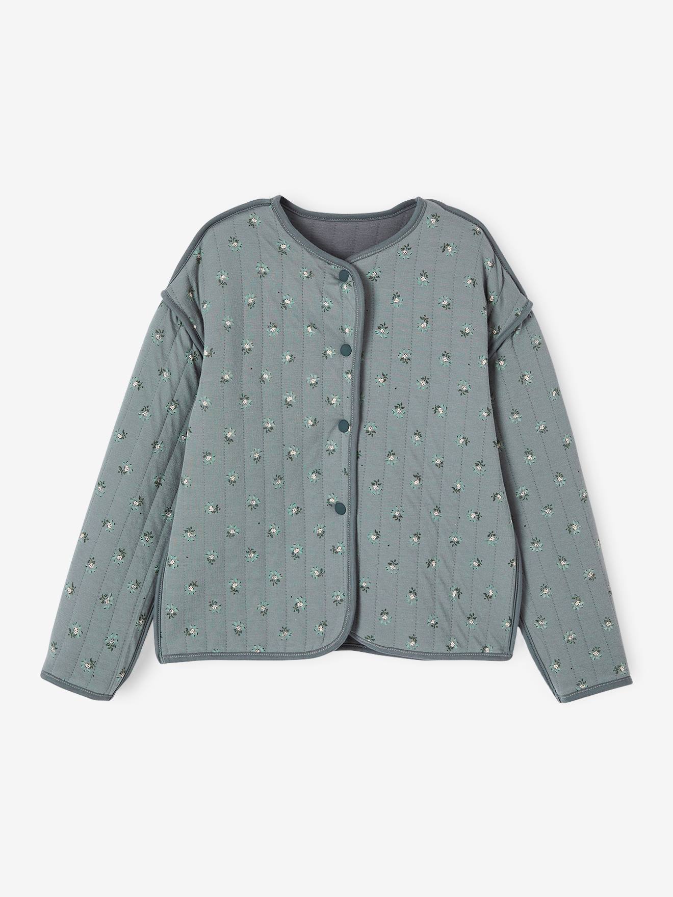 Gilet quilté réversible fille gris ardoise
