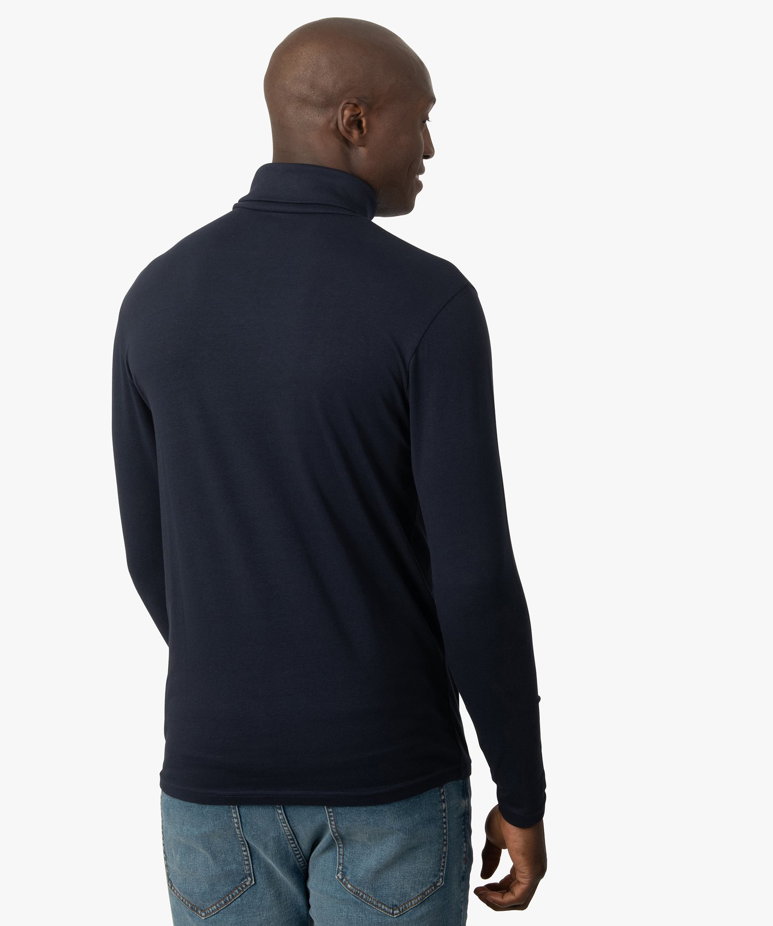 Tee-shirt homme à large col roulé coupe slim bleu | GEMO