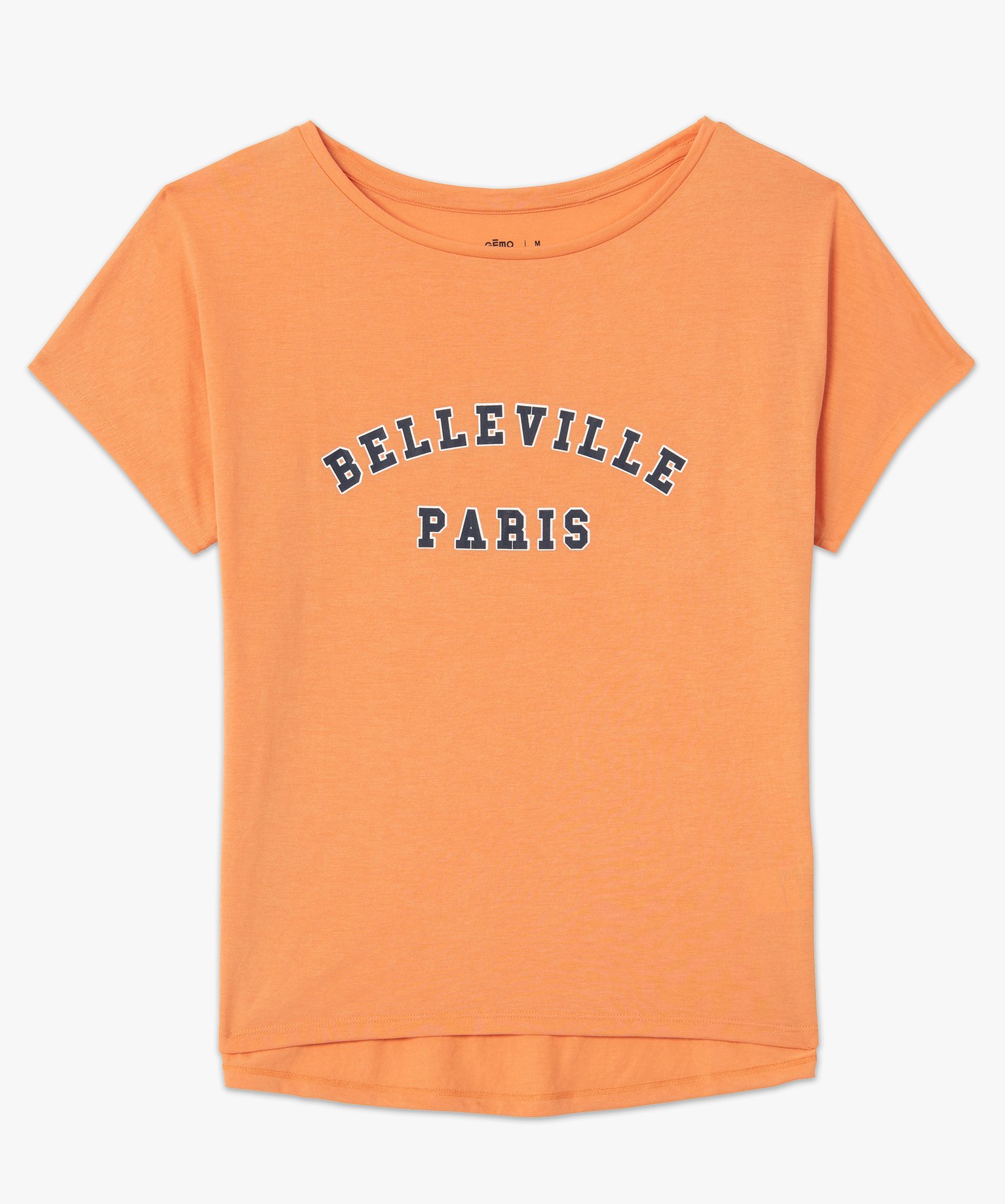 Tee-shirt femme à manches courtes imprimé coupe loose orange | GEMO