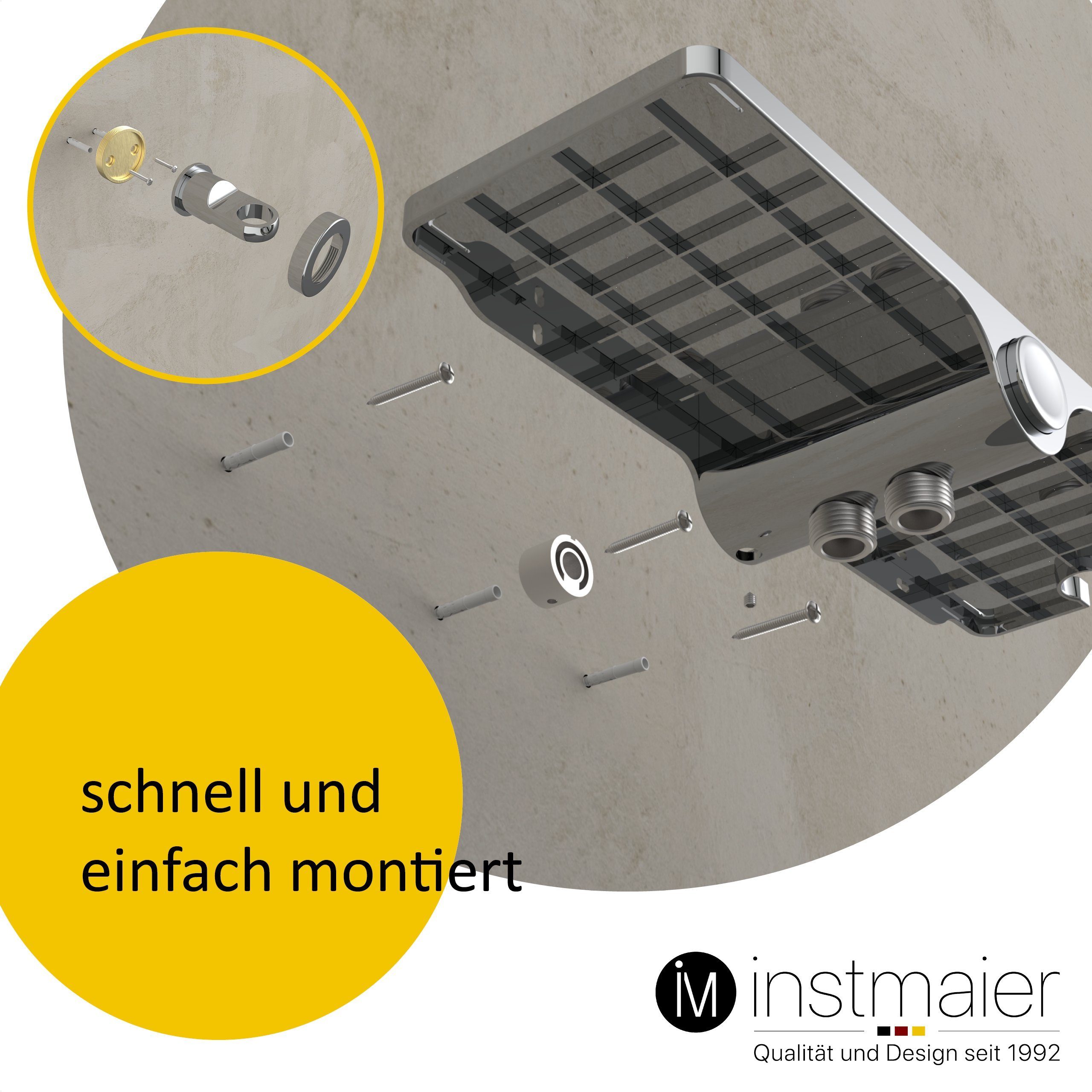 instmaier Brausegarnitur, 3 Strahlart(en), mit Duschablage, ohne Thermostat, modernes Design