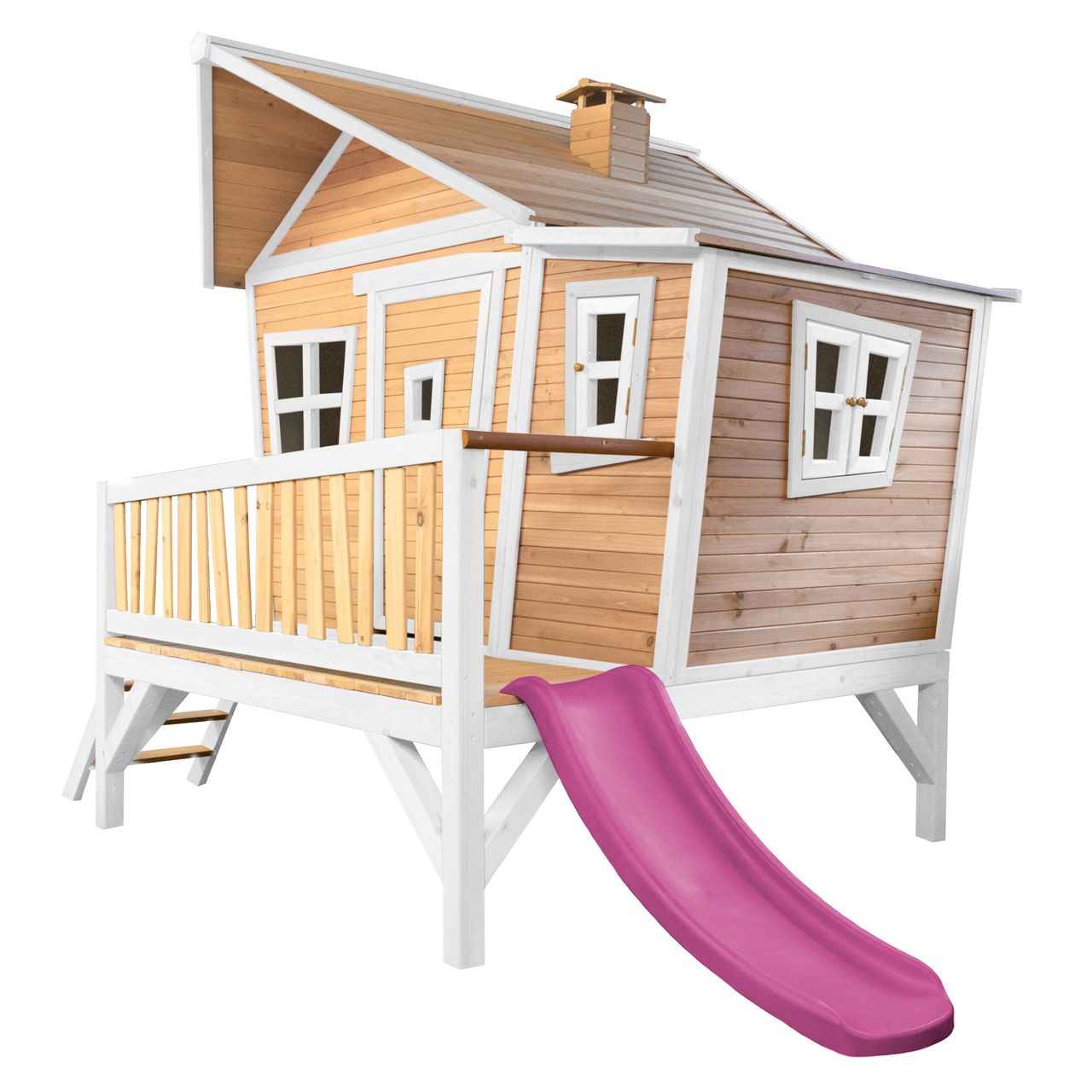 AXI Emma Spielhaus Braun/Weiß - Lila Rutsche