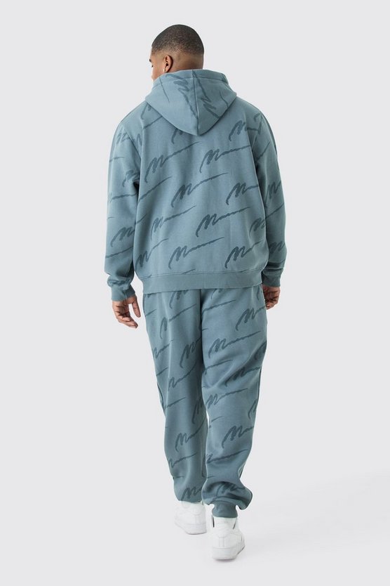Plus Man Signature Hoodie mit Print und Reißverschluss