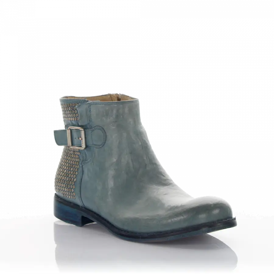 Rossano Bisconti - Cowboy-/ Bikerstiefeletten Kalbsleder Nieten blau - blau