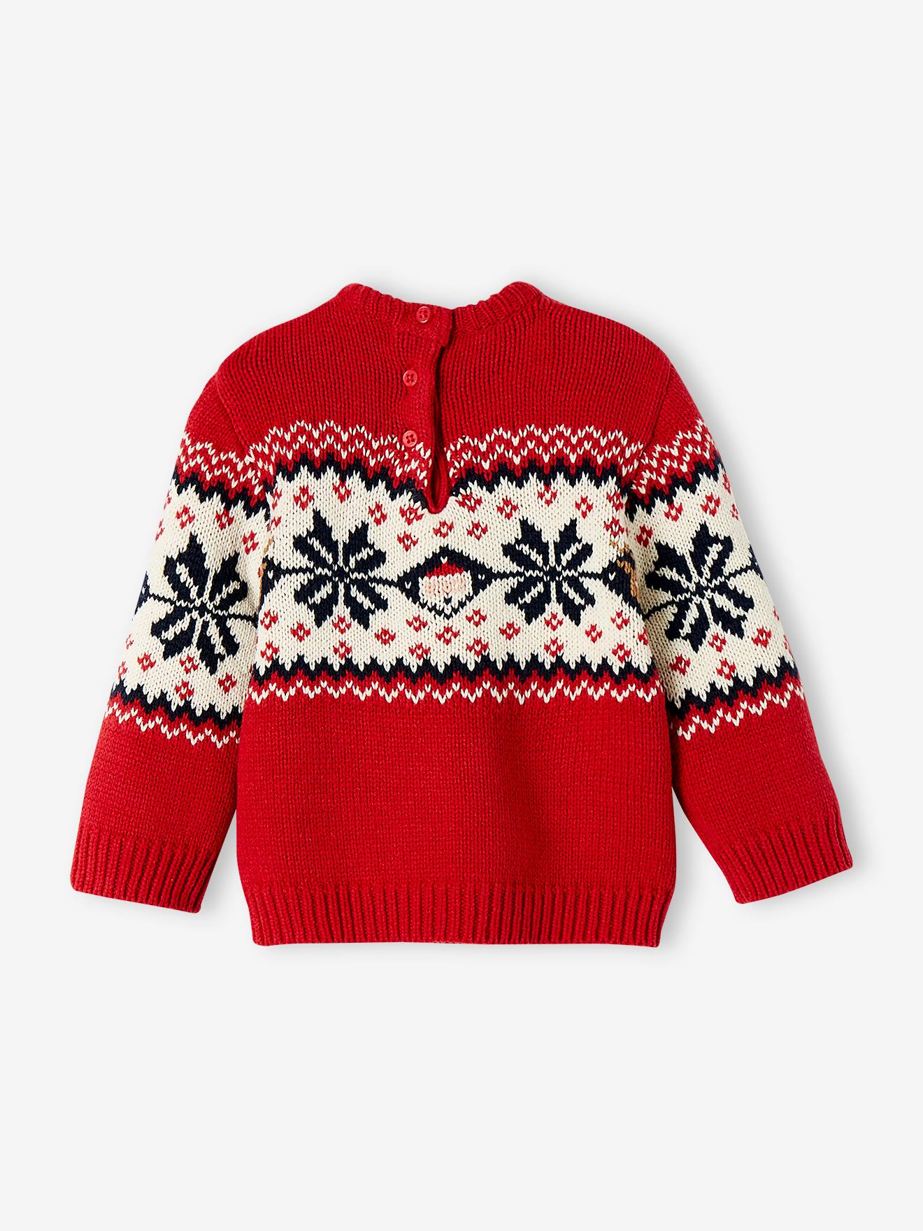 Vertbaudet Baby Weihnachts-Pullover Capsule Collection FAMILIE Oeko-Tex - rot