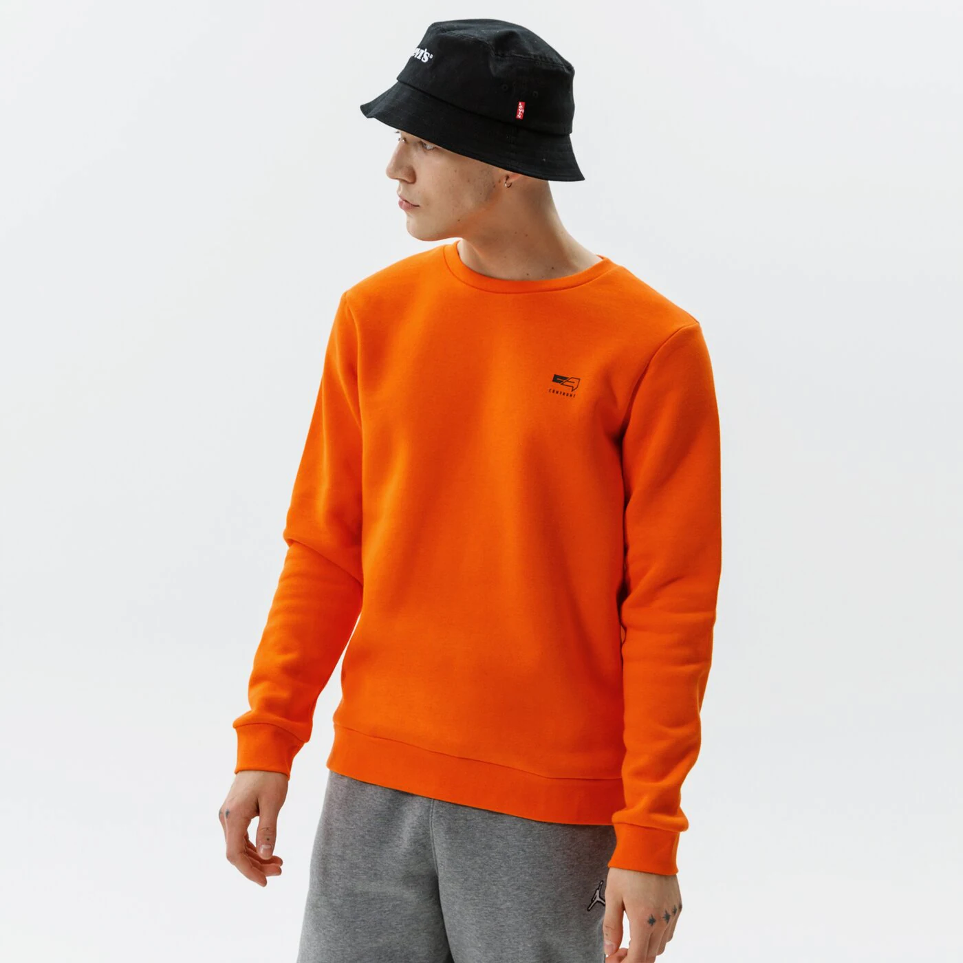 CONFRONT SWEATSHIRT SMALL LOGO CREW ORANGE Orange