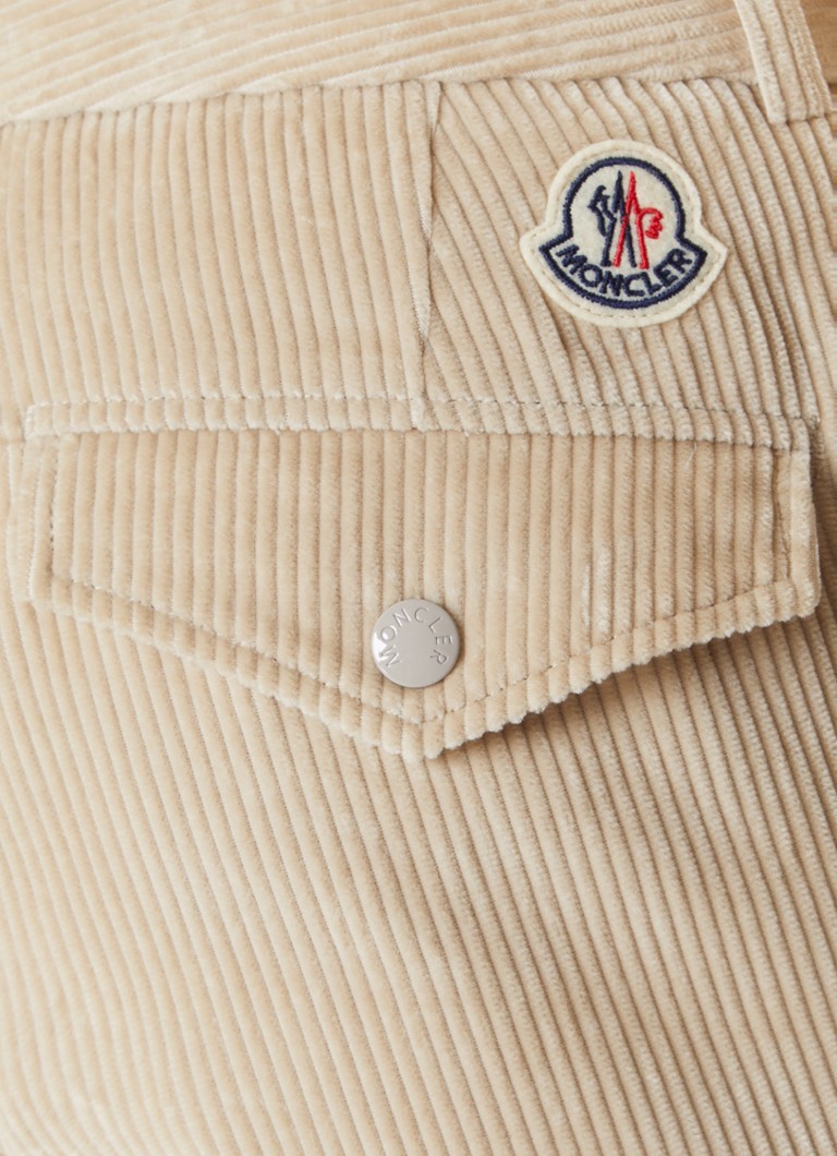 Pantaloni chino Moncler din catifea reiată cu picior drept și buzunare laterale
