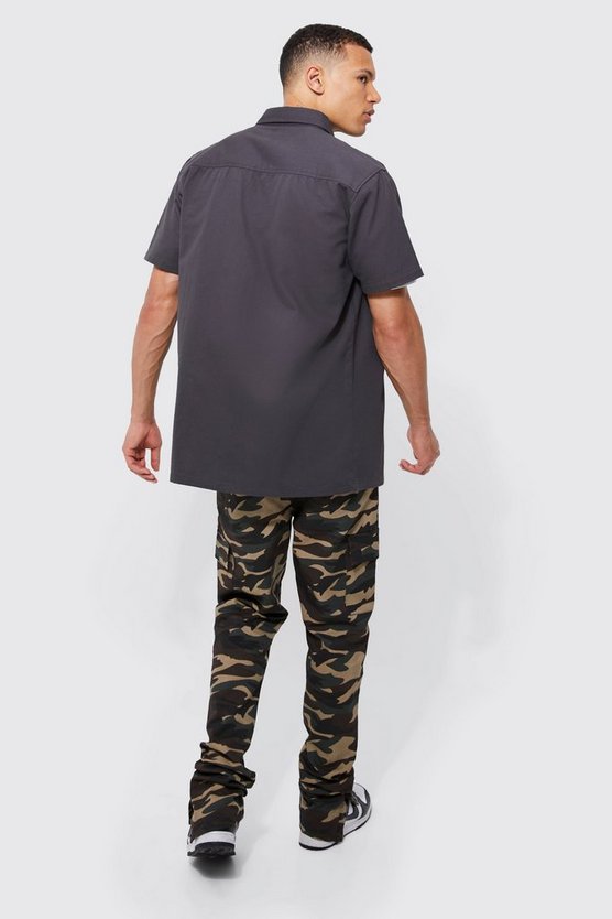 Tall kurzärmliges Utility-Overshirt