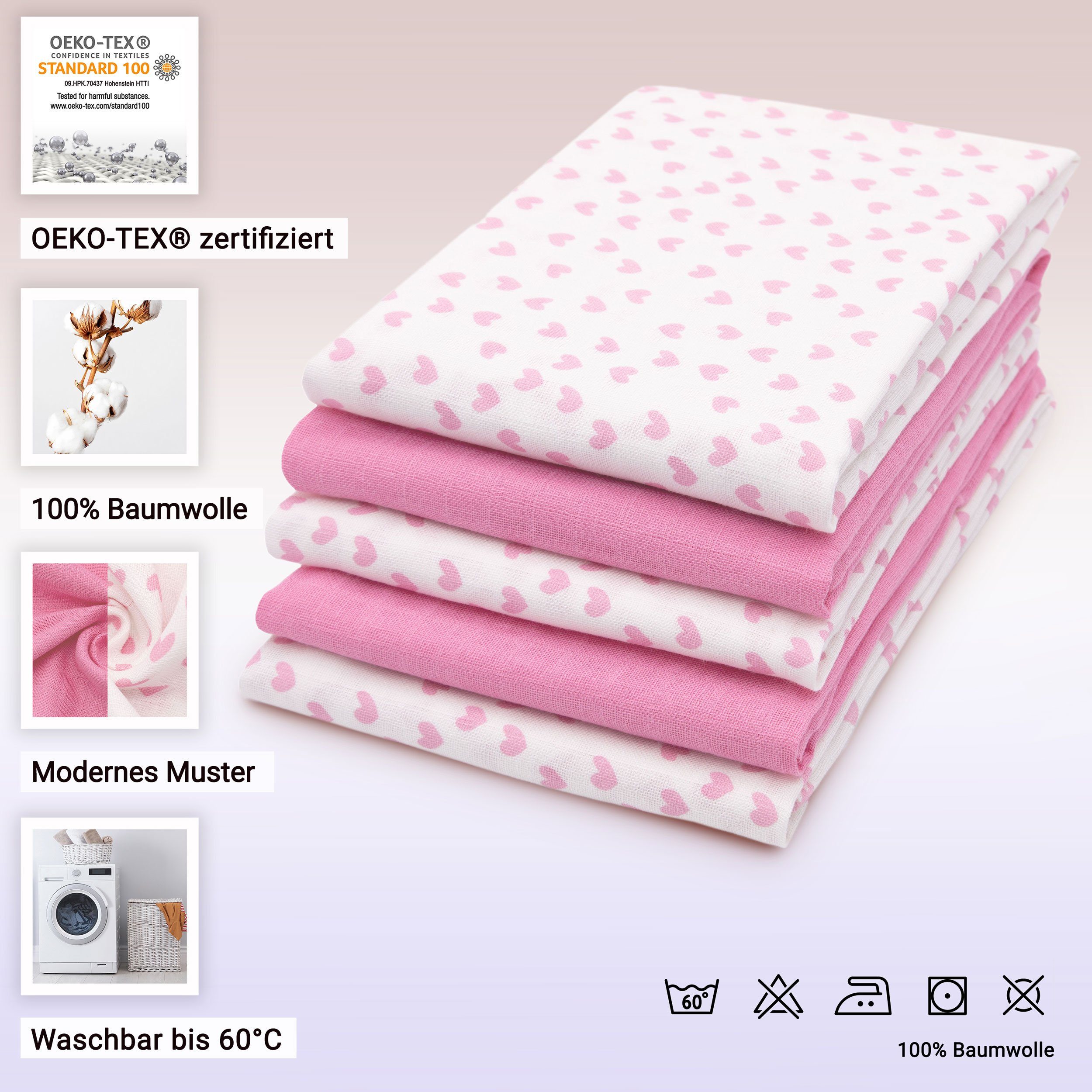 ZOLLNER Spucktuch, (5-tlg., Geschenk-Set), mit Geschenkbox, 80x80 cm, 100% Baumwolle