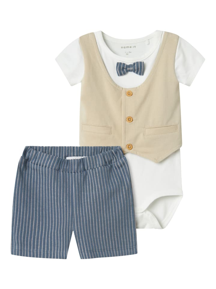 name it Sommer Taufanzug Body mit Weste & Shorts NBMHELMAR in blue mirage günstig kaufen