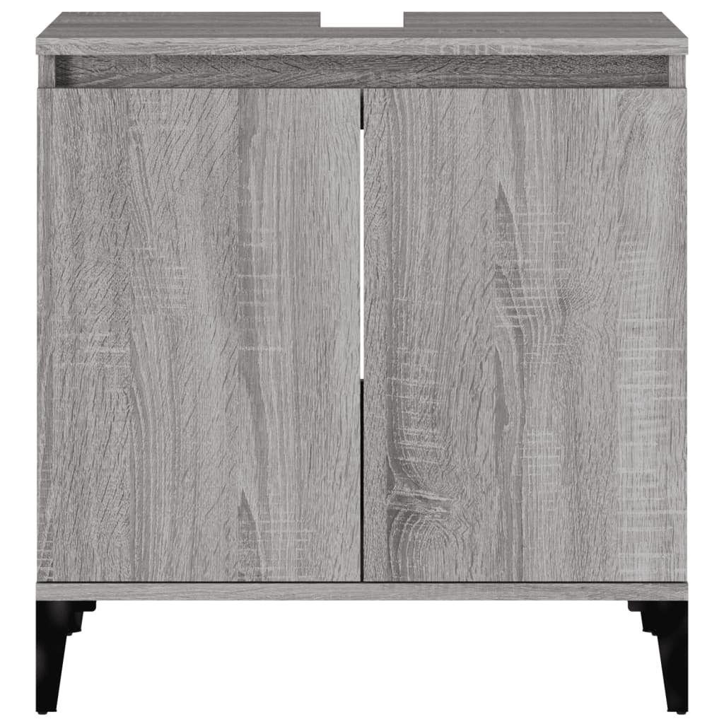 vidaXL Badezimmerspiegelschrank Waschbeckenunterschrank Grau Sonoma 58x33x60 cm Holzwerkstoff (1-St)
