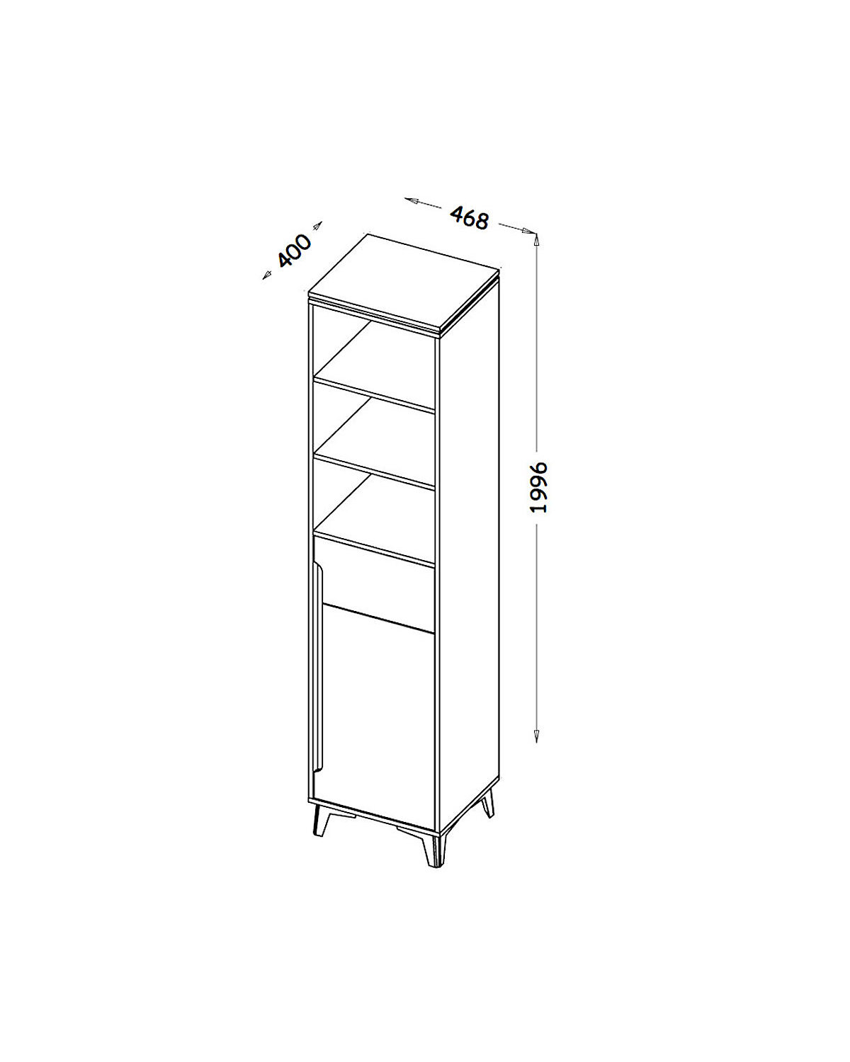 Stauraumschrank RegalschrankGapi 47cm 1-türig Farbe wählbar