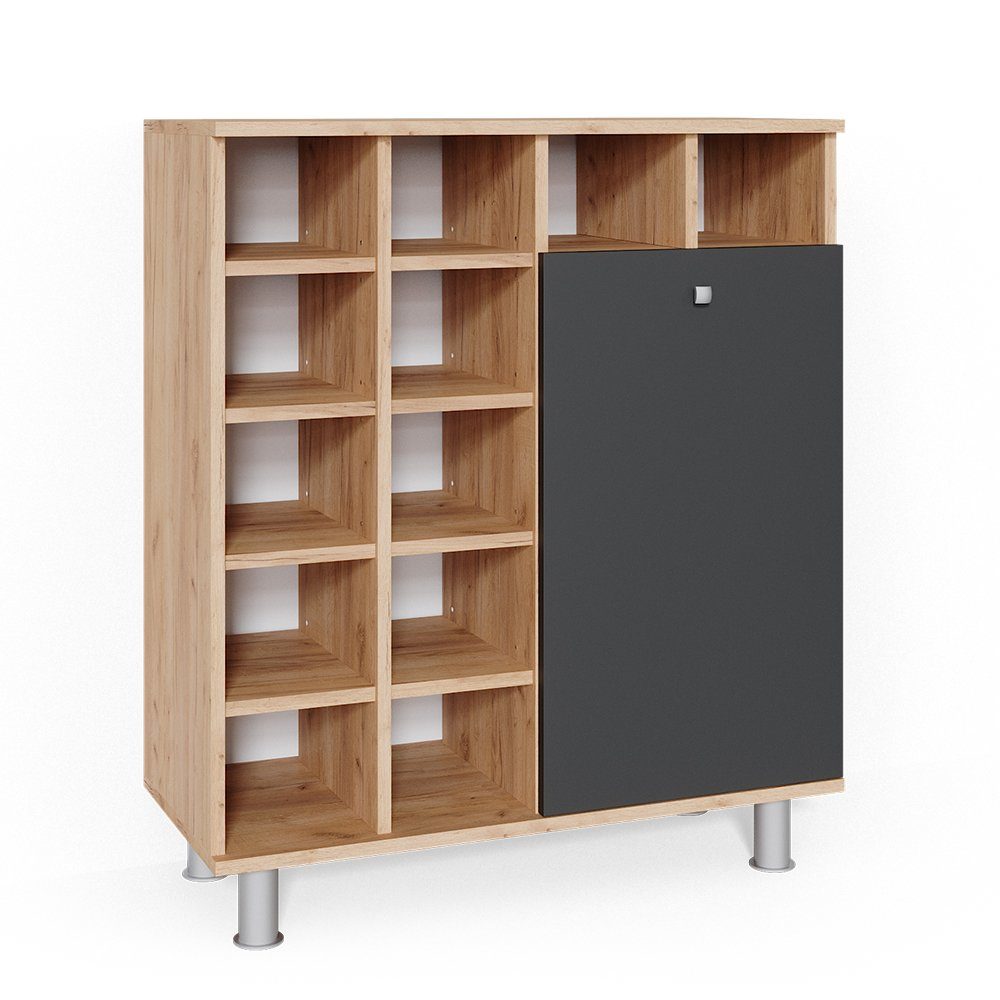 Vicco Wäscheschrank Badschrank mit Wäschekorb FYNN Goldkraft / Anthrazit