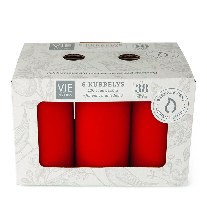 Vie Home Kubbelys 6-pk 6x11 cm rød