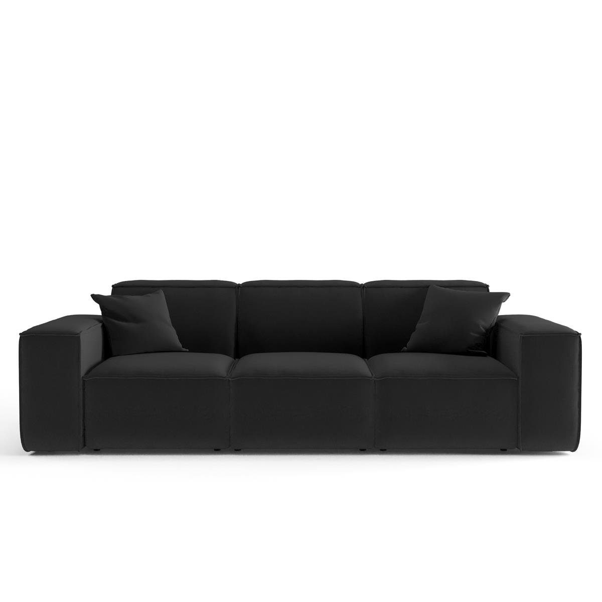 Beautysofa Sofa Lugano, 3-Sitzer Sofa aus Cordstoff oder Veloursstoff, Dreisitzer im modernes Stil, inklusive Wellenfedern