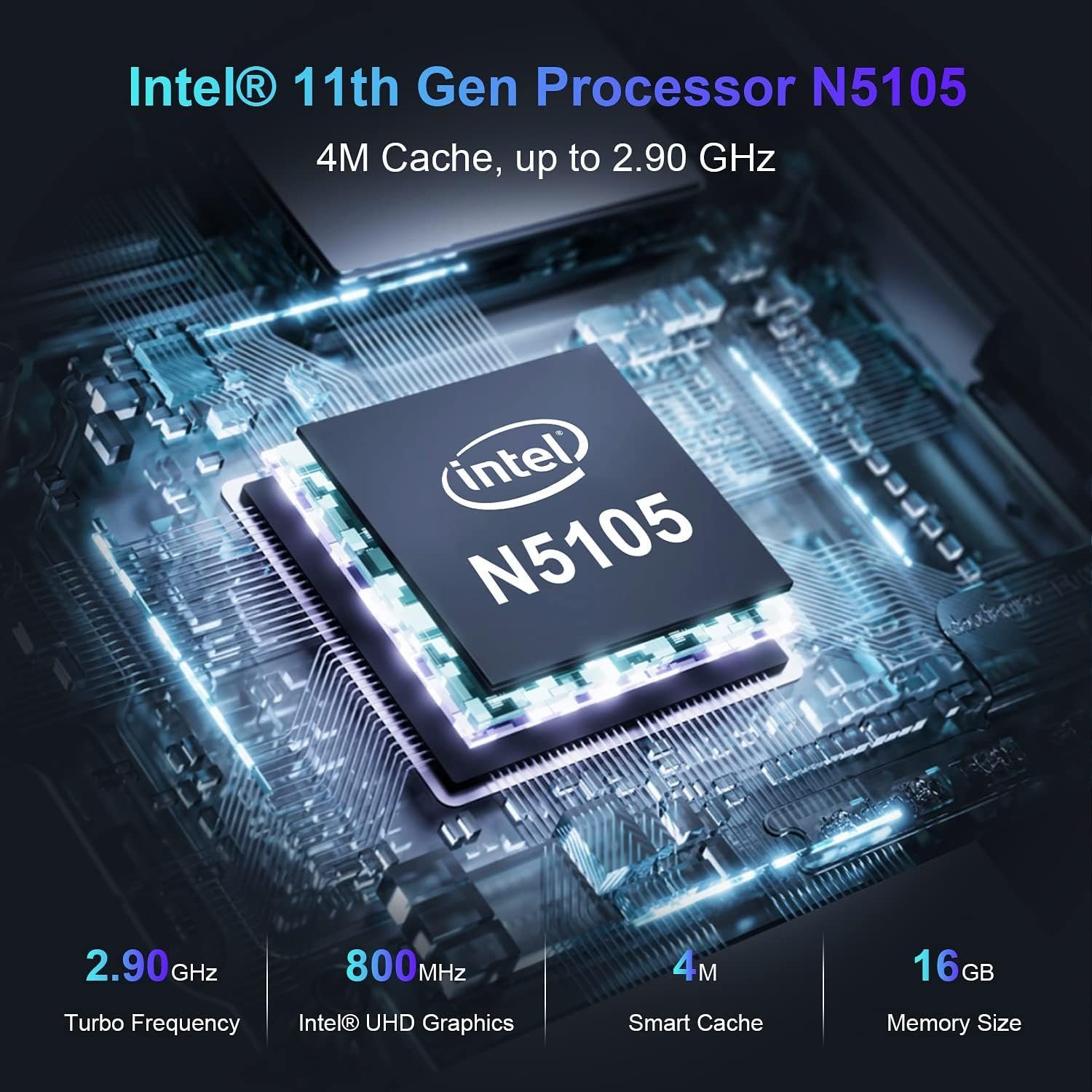 ALLIWAVA Mini-PC (Intel Celeron N5105, Intel UHD Grafik, 16 GB RAM, 512 GB HDD, Intel 11th Gen Mini PC: N5105, 16GB RAM, 512GB SSD)