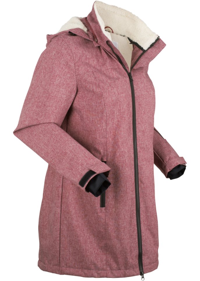 Wasserdichte Funktions-Outdoor-Longjacke mit Teddyfleece